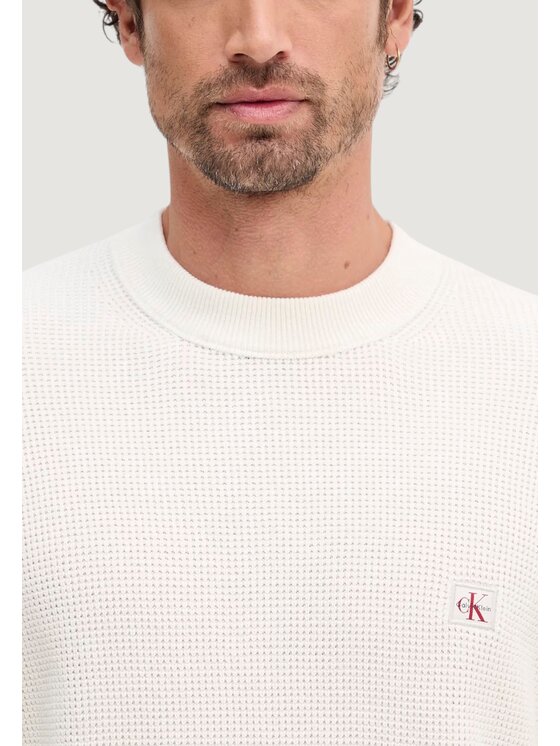 Calvin Klein Jeans Calvin Klein Jeans Πουλόβερ LS EZ COTTON WAFFLE Λευκό To Fit