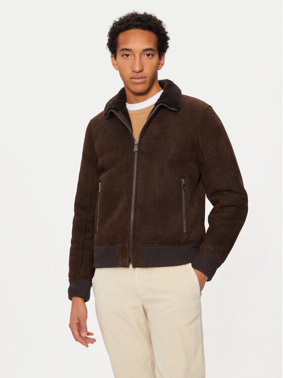 JOOP! Jeans JOOP! Jeans Lederjacke 15 Razor 80000651 Braun Regular Fit
