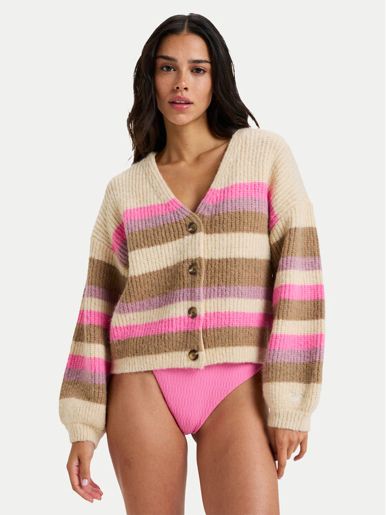 Roxy Roxy Kardigan Marble Tiles Stripe ERJSW03669 Beež Regular Fit