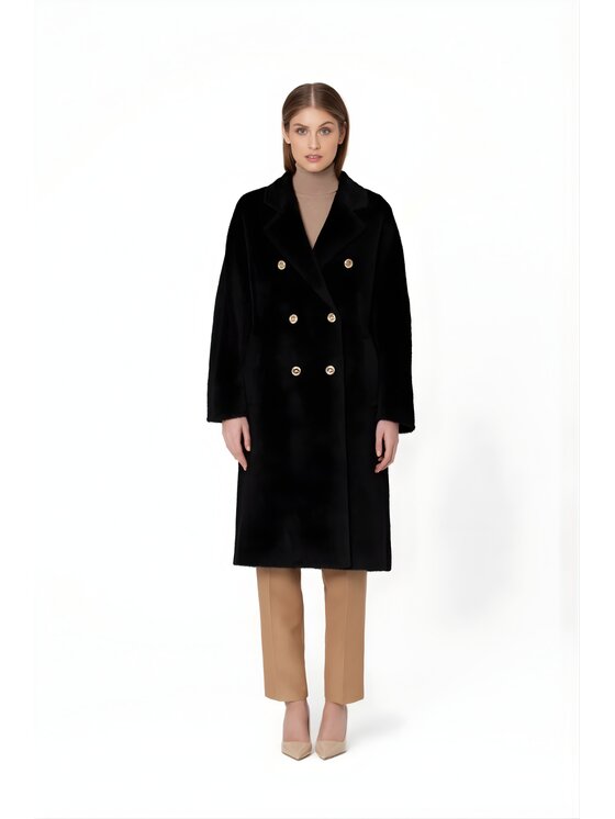 GIODORO GIODORO Μάλλινο παλτό L Μαύρο Straight Fit