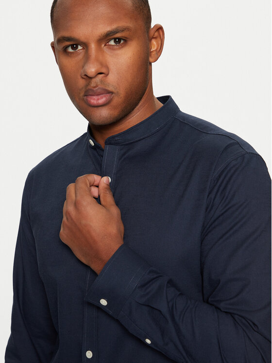 Lindbergh Lindbergh Cămașă Oxford Manderin Superflex 30-203174A 1202431 Bleumarin Slim Fit