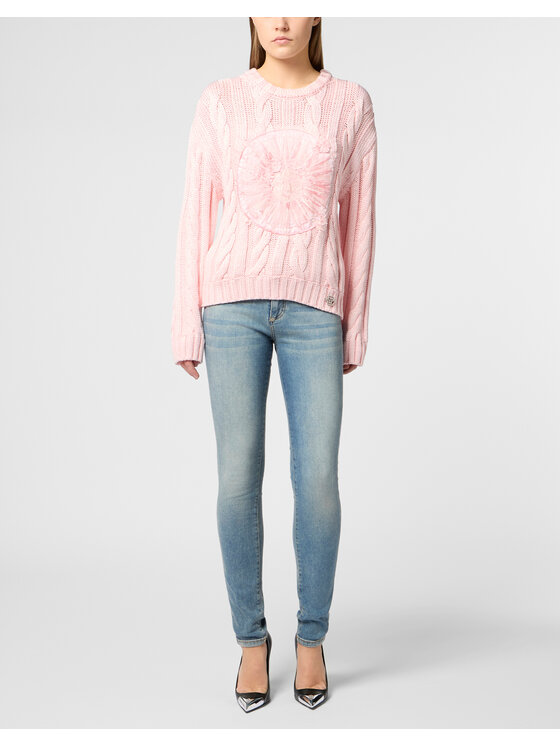 PHILIPP PLEIN PHILIPP PLEIN Sweter 29775 Różowy Regular Fit