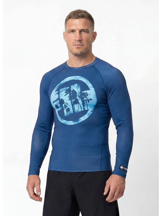 PITBULL PITBULL Koszulka techniczna LOGO PALMS Niebieski Regular Fit