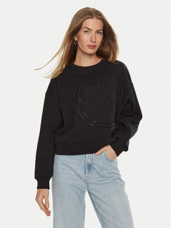 Guess Guess Μπλούζα W4BQ07 K9Z21 Μαύρο Regular Fit