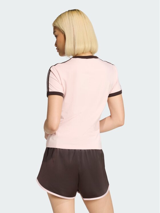 adidas adidas T-Shirt 3 STRIPES SLIM TEE Różowy Slim Fit