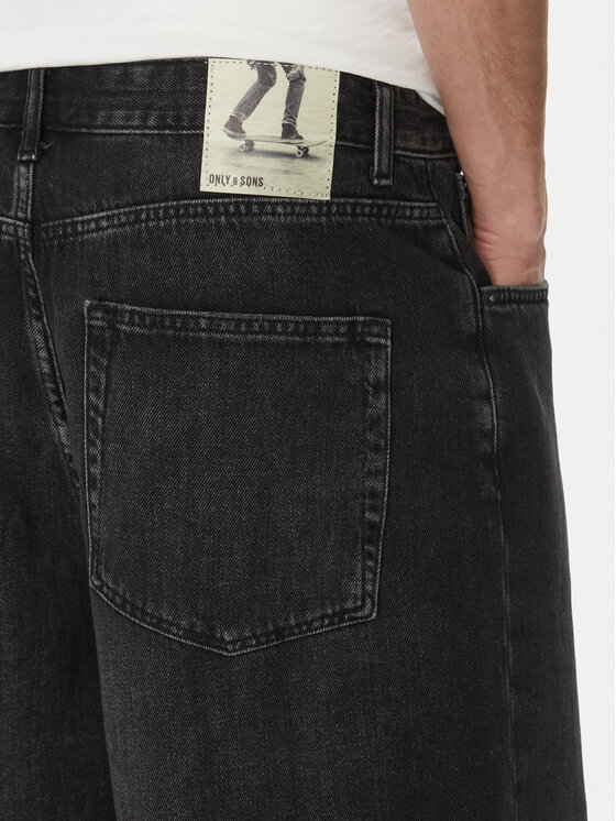 Only & Sons Only & Sons Pantaloncini di jeans Carl 22032957 Nero Balloon Fit