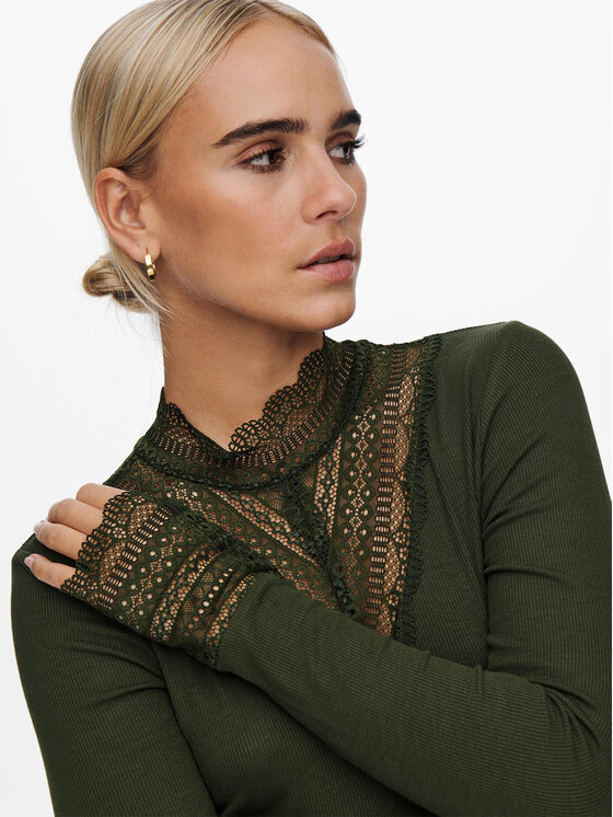 ONLY ONLY Blúz 15207788 Zöld Stretch Fit