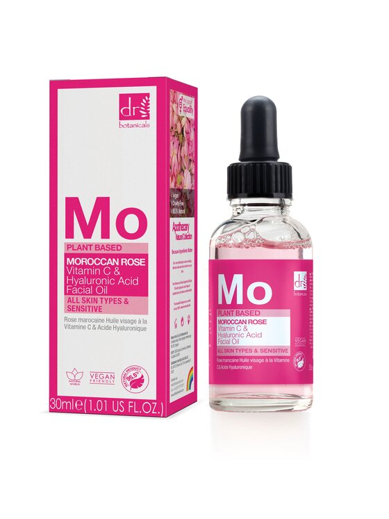 Dr Botanicals Dr Botanicals Marokański olejek różany do twarzy z kwasem hialuronowym i witaminą C, 15 ml + 30 ml Olejek