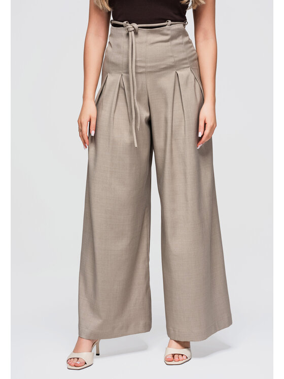 Ombre Ombre Spodnie materiałowe OW-PA-E0014 Brązowy ciemny Relaxed Fit