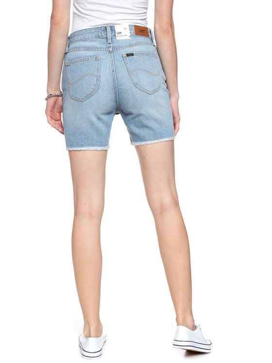 Lee Lee Szorty jeansowe BOYFRIEND Niebieski Loose Fit