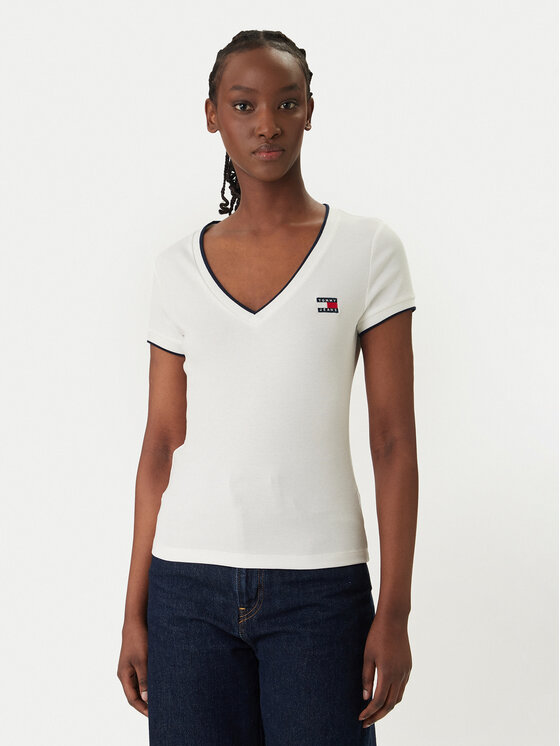Tommy Jeans Tommy Jeans Tričko DW0DW22275 Biela Slim Fit