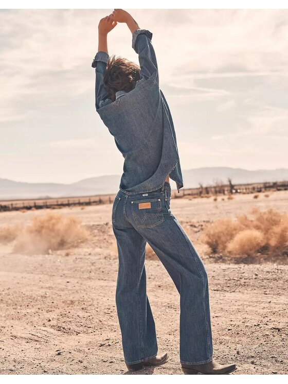Wrangler Wrangler Jeansy World Wide Granatowy Wide Leg