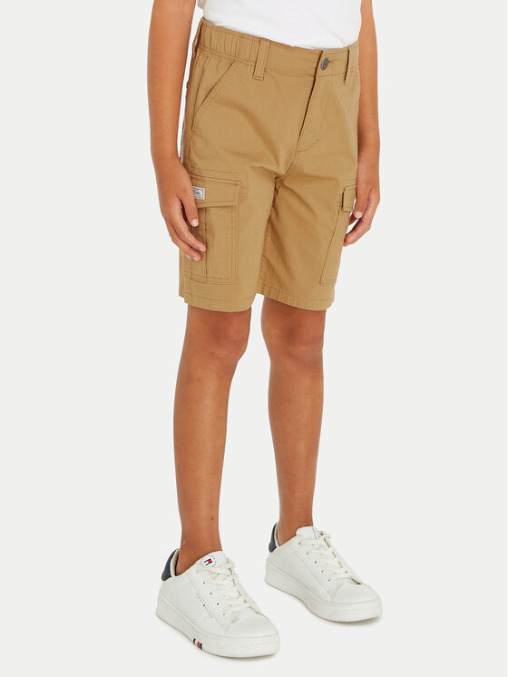 Tommy Hilfiger Bavlnené šortky KB0KB08799 Béžová Straight Fit