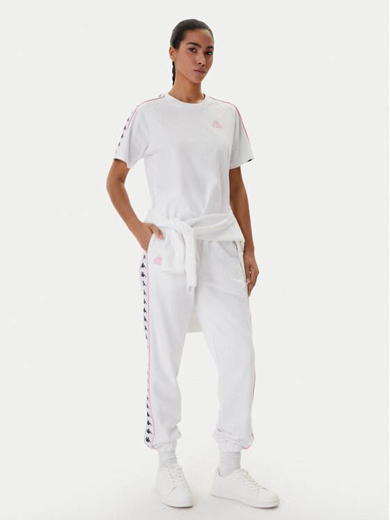 Kappa Kappa Pantaloni da tuta Banda Adina 321Y8EW Bianco Regular Fit