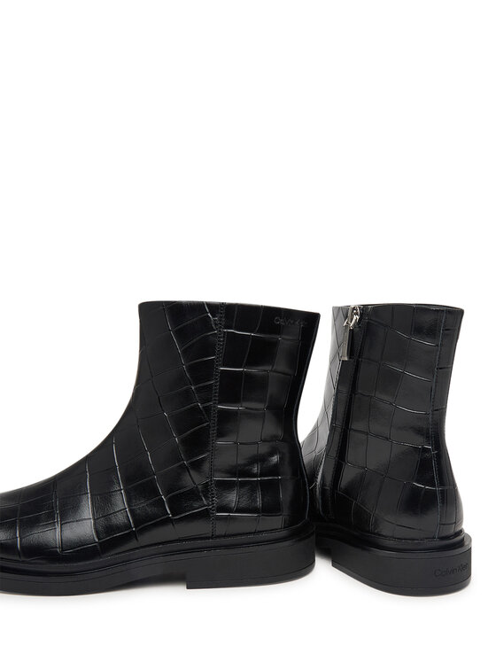 Calvin Klein Calvin Klein Botki Square Ankle Boot Zip Croc Lth HW0HW03185 Czarny