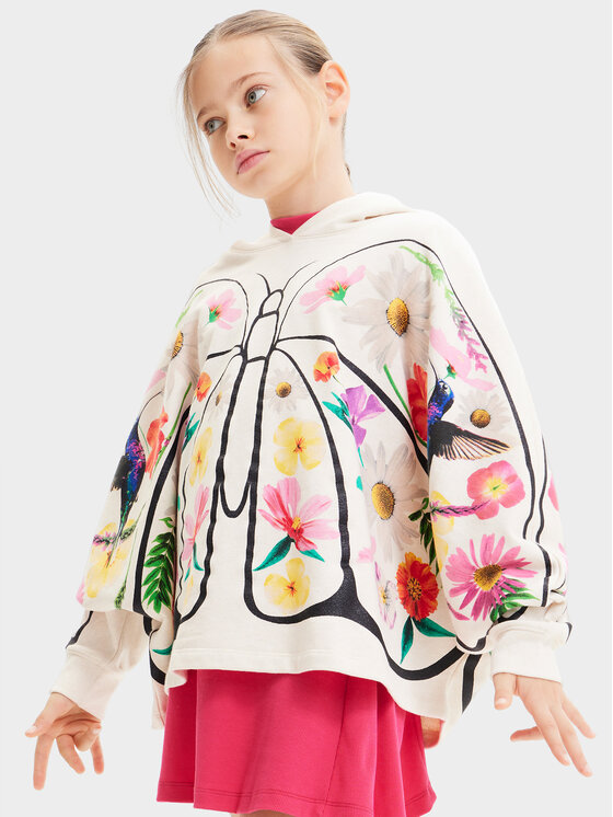 Sweatshirt Desigual Pour Garçon - Coupe Regular, à Capuche Réversible, Manches Longues - Imprimé Vague