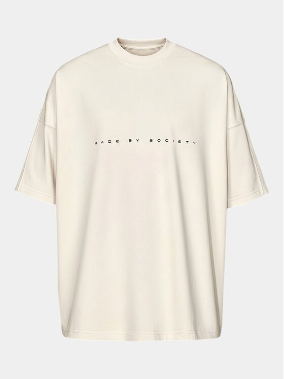 MADE BY SOCIETY MADE BY SOCIETY T-Shirt Tricou No Rules - T16854 Beżowy Basic Fit