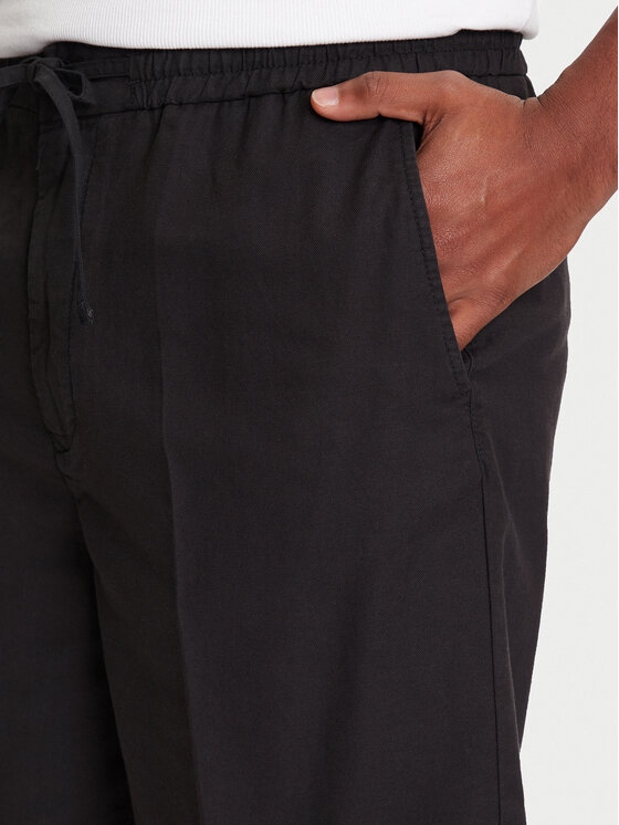 Mustang Mustang Bavlnené šortky Linen 1016459 Čierna Loose Fit