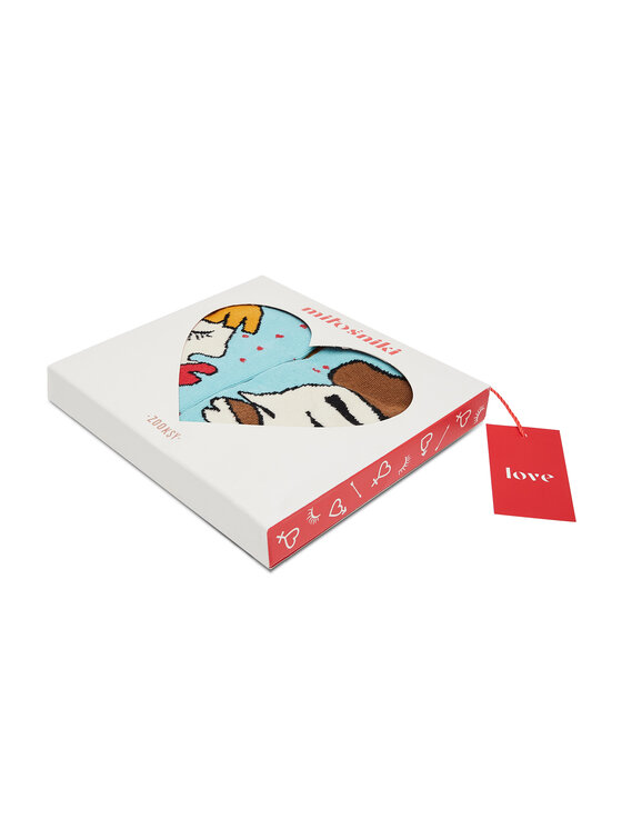 Zooksy Zooksy Zestaw 2 par wysokich skarpet unisex Miłośniki Box Miłośnica Ciemny Blond + Miłośnik Brąz Błękitny