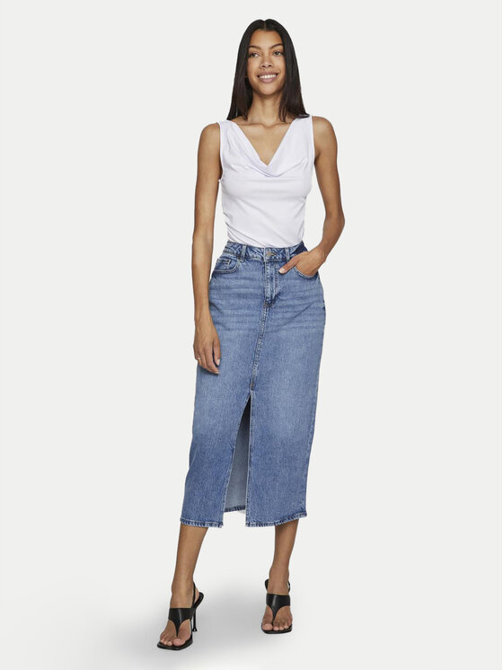Vila Vila Farmer szoknya Jaf 14099736 Kék Regular Fit
