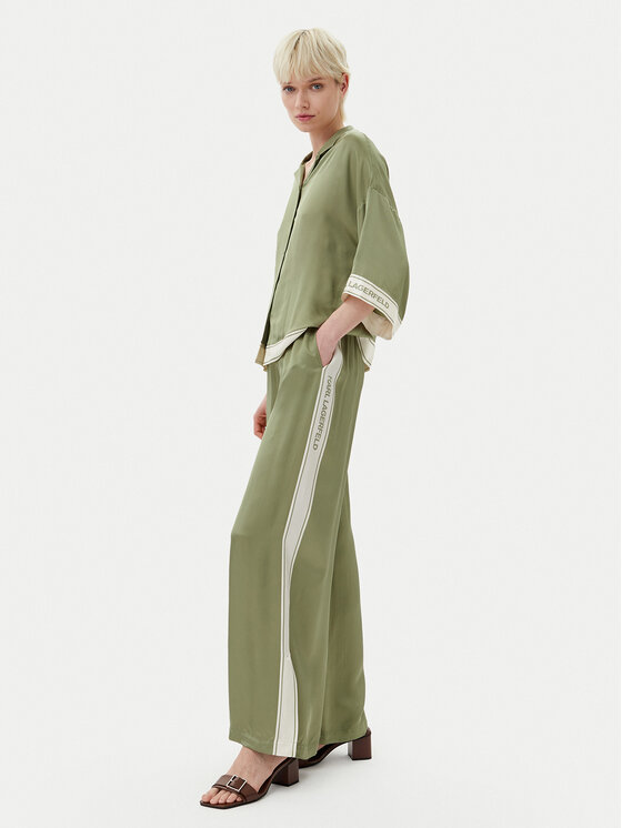 KARL LAGERFELD KARL LAGERFELD Spodnie materiałowe A2W10118 Zielony Relaxed Fit
