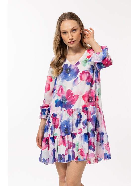 Awama Awama Sukienka letnia A507 Niebieski Basic Fit
