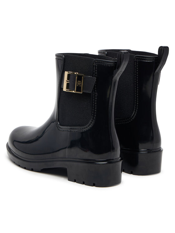 Tommy Hilfiger Tommy Hilfiger Γαλότσες Th Buckle Glossy Ankle Rain Boot FW0FW09543 Μαύρο