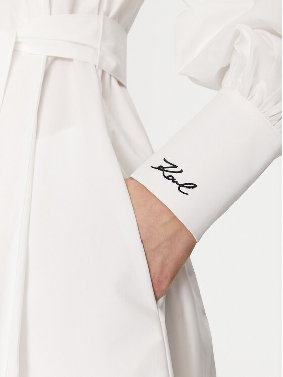 KARL LAGERFELD KARL LAGERFELD Sukienka koszulowa A1W13018 Biały Regular Fit