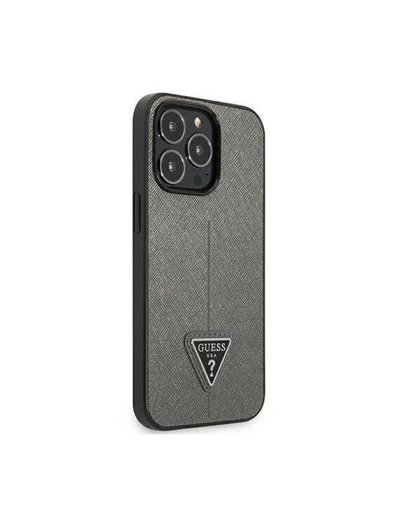 Guess Guess Etui na telefon Saffiano Triangle Logo Case Srebrny