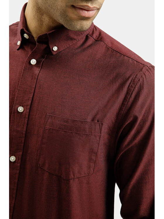 Cross Jeans Cross Jeans Koszula 35253-535 Bordowy Slim Fit