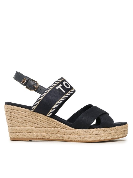 Espadrile Tommy Hilfiger Seasonal Webbing Mid Wedge FW0FW07091 Bleumarin