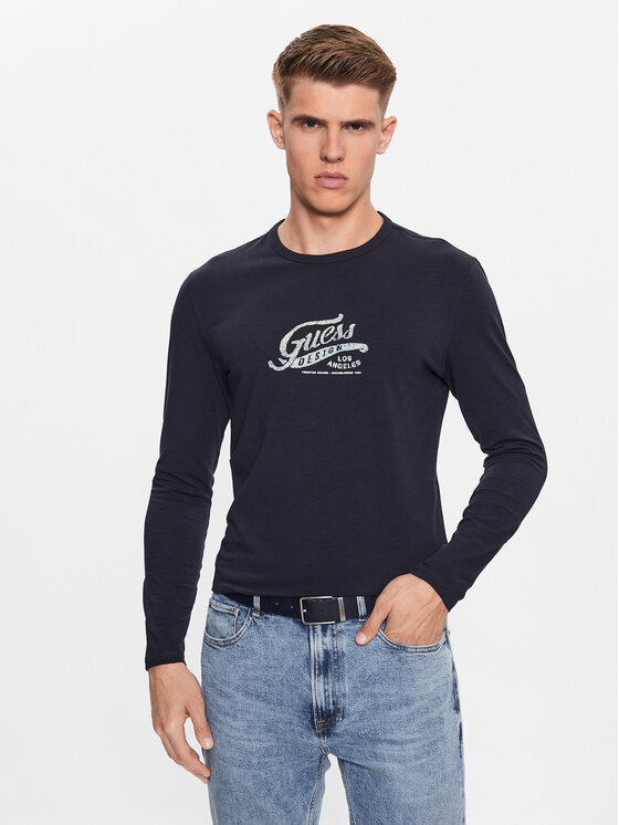 Guess Longsleeve krekls M3YI29 J1314 Tumši zils Slim Fit