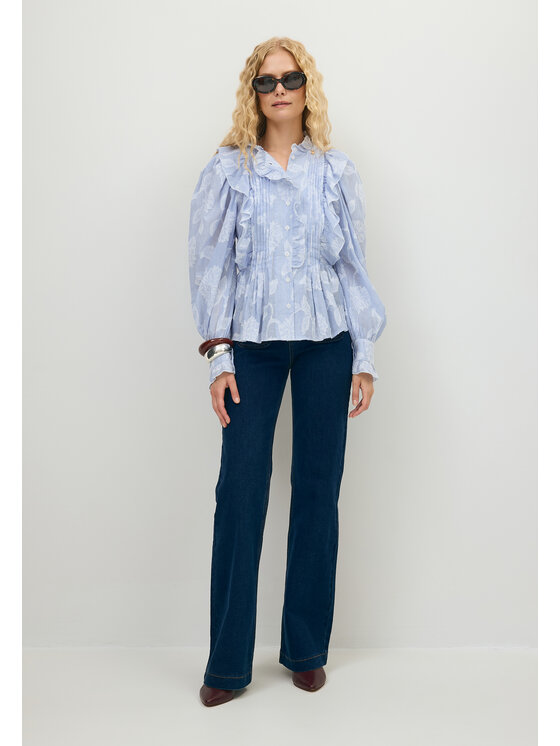 BIZUU BIZUU Košile BLUE FLORAL REGULAR COTTON SHIRT TULLA Modrá Standard Fit