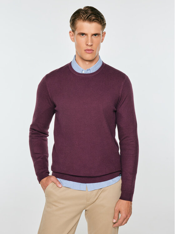 BIG STAR BIG STAR Sweter REYLON Bordowy Basic Fit
