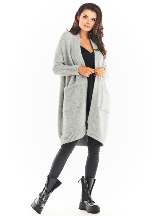 Awama Awama Sweter A395 Szary Basic Fit
