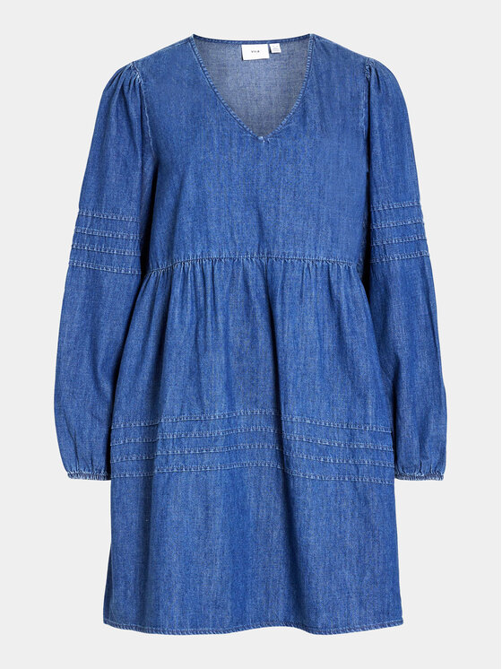 Vila Vila Sukienka jeansowa Rowie 14091978 Niebieski Relaxed Fit