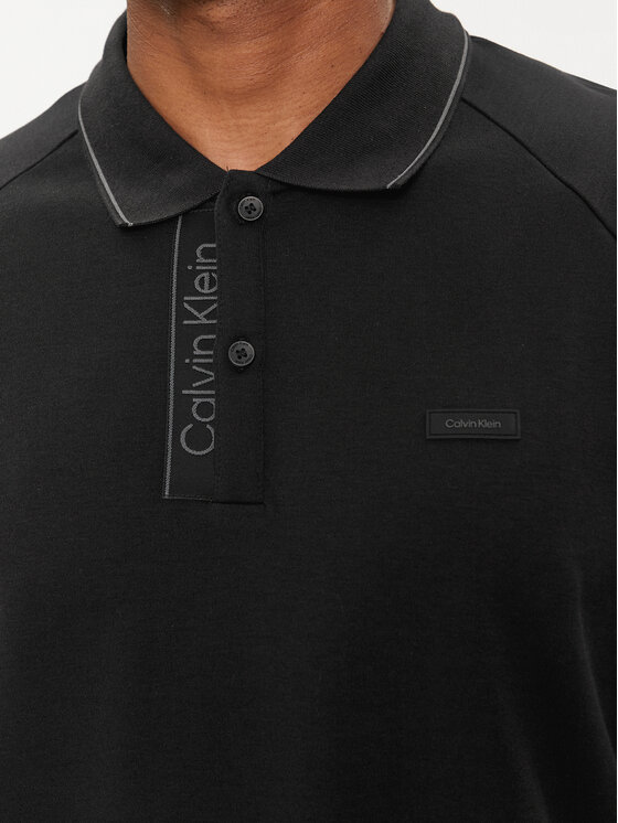 Calvin Klein Calvin Klein Тениска с яка и копчета Logo Tape K10K112463 Черен Regular Fit