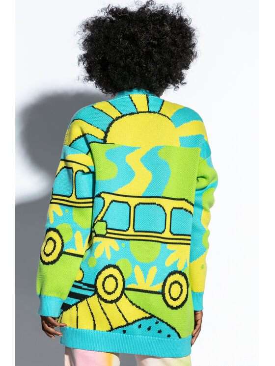 Fobya Fobya Kardigan F1841 Turkusowy Comfort Fit