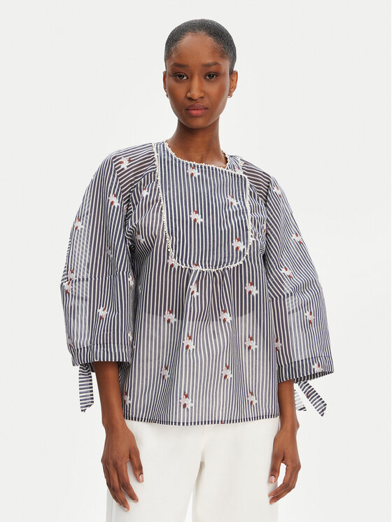 Munthe Blúzka Pristina 252102525224 Tmavomodrá Loose Fit