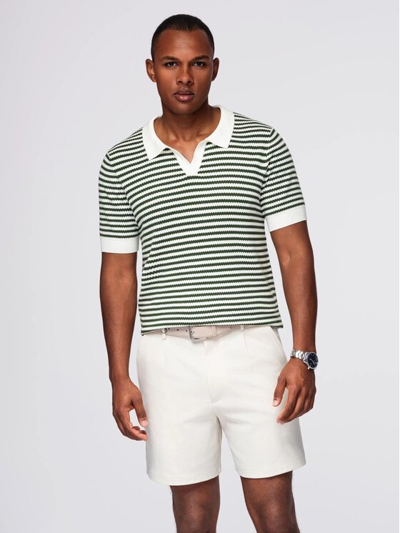 Ombre Ombre Polokošile OM-POSS-0161 Zelená Slim Fit