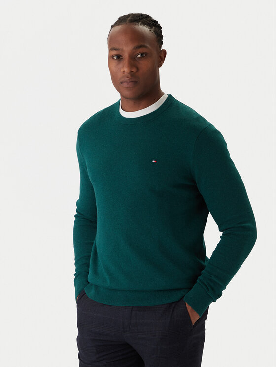 Tommy Hilfiger Pulover MW0MW28046 Verde Regular Fit