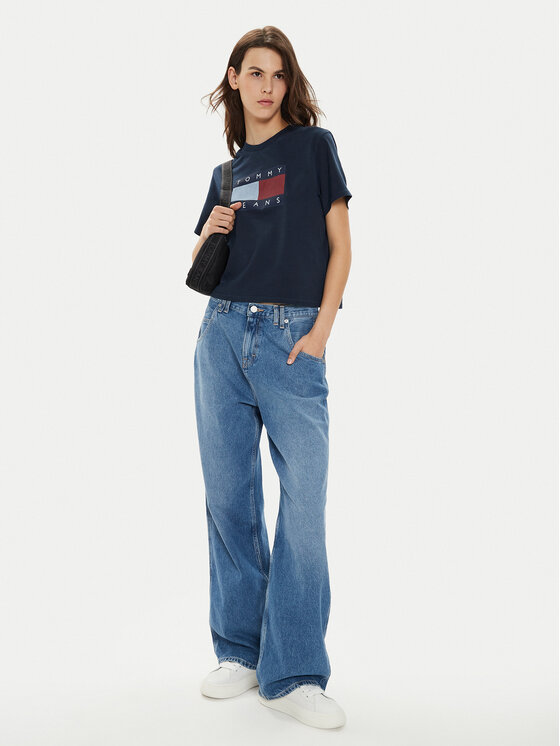 Tommy Jeans Tommy Jeans Marškinėliai Flag DW0DW18629 Tamsiai mėlyna Boxy Fit