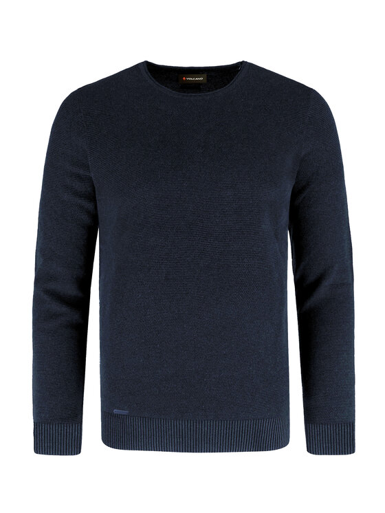 Volcano Volcano Sweter S-BRADY Granatowy Regular Fit