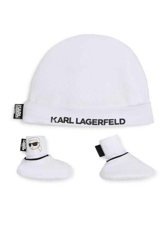 Karl Lagerfeld Kids Cepures un zeķu komplekts Z30180 Balts