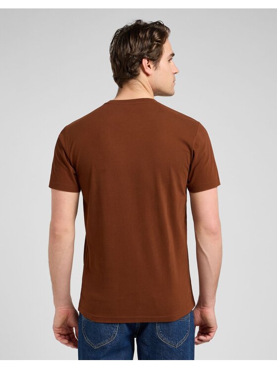 Lee Lee T-Shirt SS PATCH LOGO TEE Brązowy Regular Fit