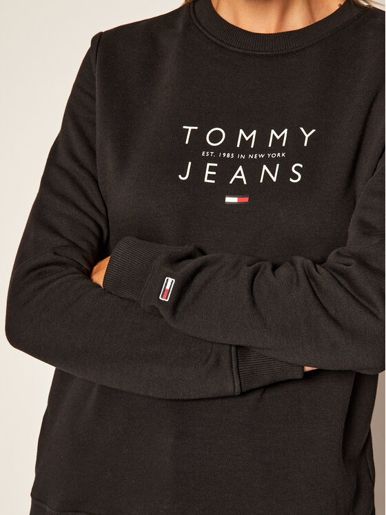 Tommy Jeans Felpa Essential Logo DW0DW08554 Nero Regular Fit • Modivo.it
