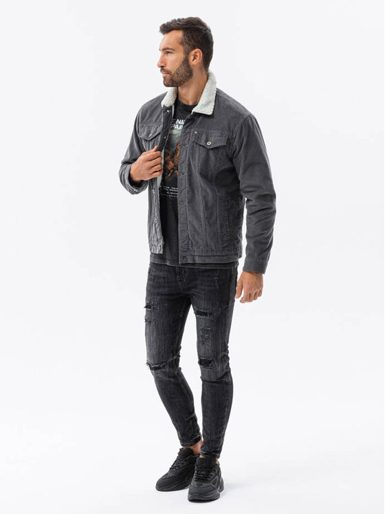 Ombre Ombre Bunda pro přechodné období C524 Šedá Regular Fit