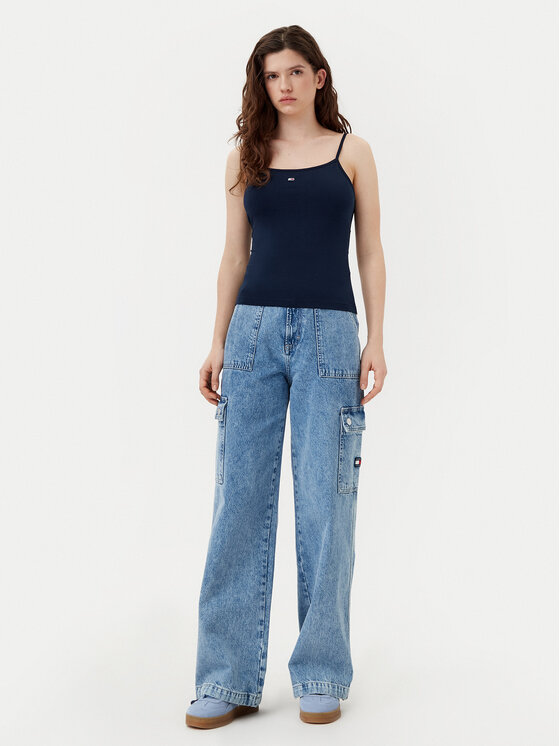 Tommy Jeans Tommy Jeans Топ Essential DW0DW20675 Cиній Slim Fit