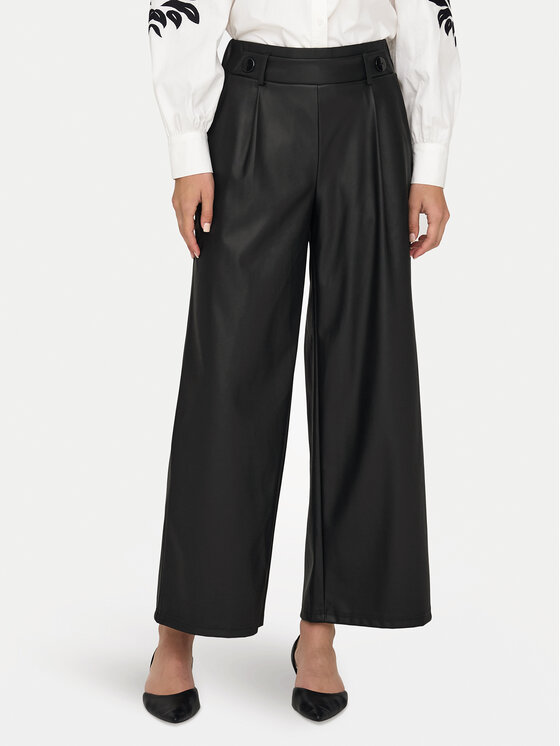 JDY JDY Kalhoty z imitace kůže Soya 15328975 Černá Regular Fit