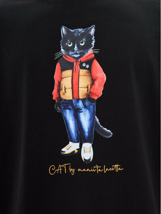 CAT by maniita lacitta CAT by maniita lacitta T-Shirt Printed men's t-shirt with CAT Czarny Regular Fit